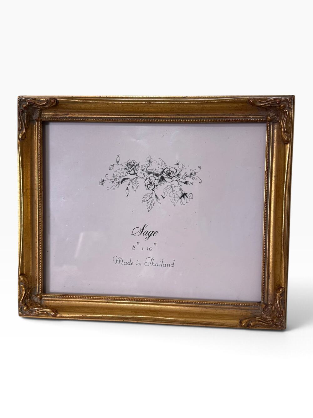 Sage 8x10 Ornate Gold Picture Frame Baroque Vintage Style Easel Back
